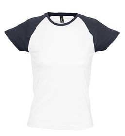Футболка женская MILKY 150 белая с темно-cиним